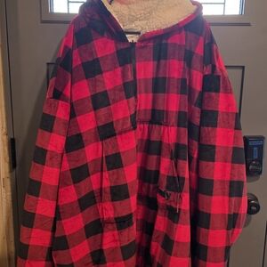 THE COMFY Red and Black Plaid Hooded Blanket